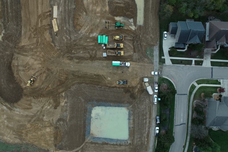 aeria; view of construction site in subdivision