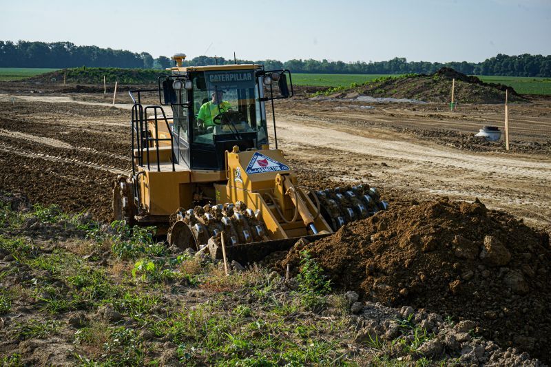 leveling ground of a construction site