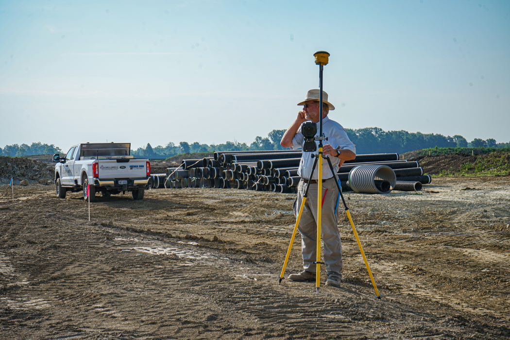 surveyor on site with equipment