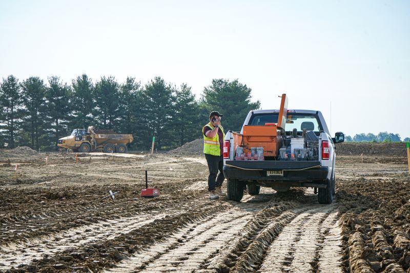 Pickup truck on jobsite