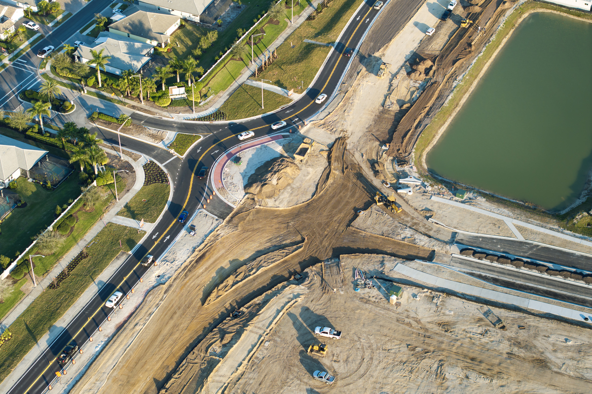 roundabout being constructed